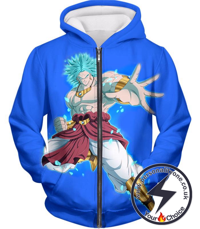 Dragon Ball Super The Legendary Super Saiyan Broly Awesome Action Anime Blue Zip Up Hoodie